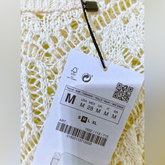 ZARA NWT Cotton Pointelle Knit Vest - Picture 4 of 4